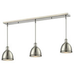 Z-Lite - 3 Light Island/Billiard Light - The vintage warehouse loft design of this fixture adds a spacious touch of character for any home. A brushed nickel finish paired with brushed nickel metal shades allows this fixture to be perfect for the game room or any other room of the house where a touch of character is needed.