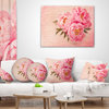 Peony Flowers Against Scribbled Back Floral Throw Pillow, 16"x16"