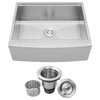 27" Zero Radius Apron Front 16G Stainless Steel Single Basin Kitchen Sink