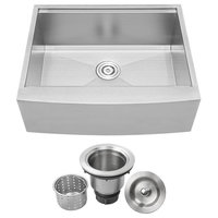 27" Zero Radius Apron Front 16G Stainless Steel Single Basin Kitchen Sink