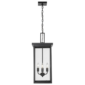Barkeley 4-Light Outdoor Hanging Lantern in Powder Coated Black