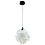 EQ Light - Hado Pendant Light, Black, Small - The Hado Pendant Light makes a stunning accent piece in a dining room, entryway or kitchen. This elegant pendant light has silver steel construction and a spherical shade made from white spiral polypropylene pieces. Hang it in a contemporary style home for a cohesive look.