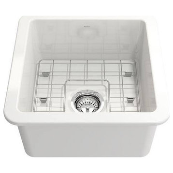 BOCCHI 1359-001-2024SS Sotto Dual-mount Fireclay 18" Single Bowl Bar Sink Kit