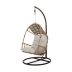Auckland Wicker Hanging Chair With Stand, Light Brown/Brown/Beige
