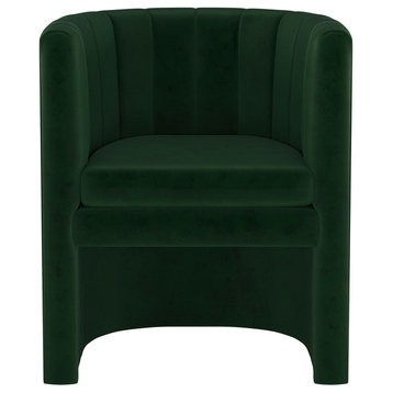 Worthy Channel Seam Tufted Tub Chair, Fauxmo Emerald