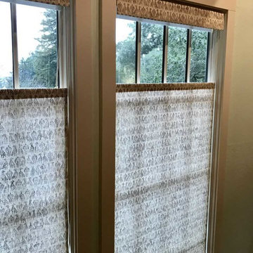 Block printed hemp fabric Roman shades