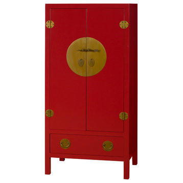 Red Elmwood Chinese Ming TV Armoire
