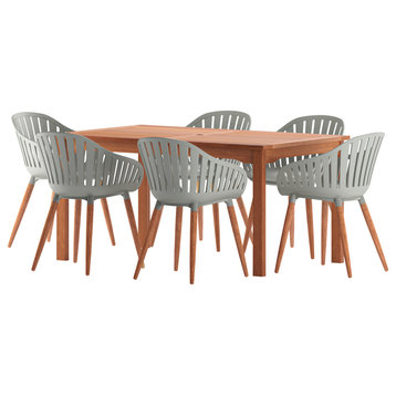 Amazonia Zandvoort 7 Piece Outdoor Rectangular Dining Set With Gray Chairs