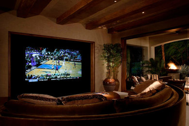 Home theater - modern home theater idea in Orange County