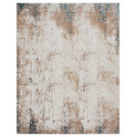 Nourison - Nourison Glitz 9' x 12' Taupe/Multi Modern Indoor Area Rug - Add chic style to your living room or bedroom with this abstract rug from the Glitz Collection. Featuring a modern distressed pattern in taupe, blue, and grey multicolor, this modern rug is enhanced with an eye-catching sheen that shifts in tone under different light. Made from easy-clean, softly textured polyester.