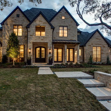 Contemporary architectural designed elevation. dream house in dallas tx. Stone e