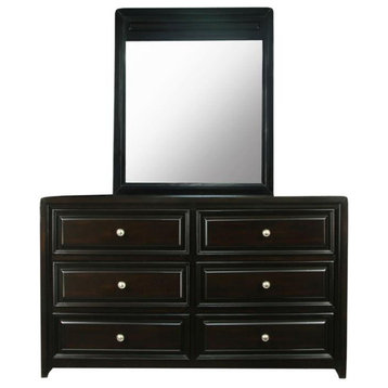 Furniture of America Turner 2-Piece Solid Wood Dresser and Mirror in Espresso