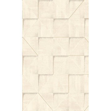 Textured Geometric Tiles Paste the Wall Wallpaper, Natural, Double Roll