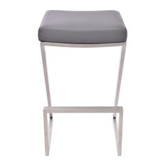 Armen Living - Atlantis Backless Counter Stool, Brushed Stainless Steel, 26" - Bar Stools and Counter Stools