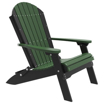 Poly Folding Adirondack Chair, Green & Black