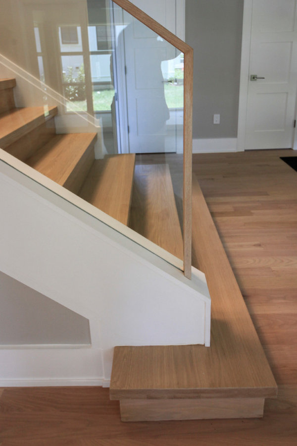 Contemporary Oak Staircase with Frame-less Glass Balustrade, Arlington, VA 22201