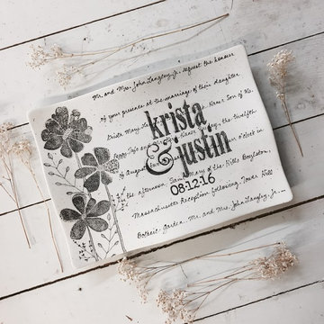 Personalized Flower Wedding Invitation Ceramic Serving Platter