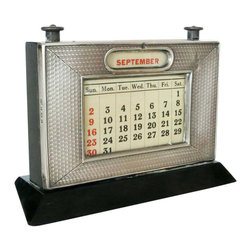 Silver Perpetual Desktop Calendar by W.J. Myatt & Co, circa 1925 - Desk Accessories