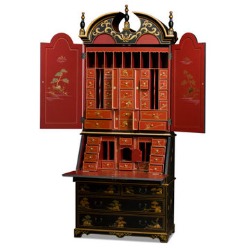 Chinoiserie Scenery French Motif Oriental Secretary Desk - FREE Inside Delivery