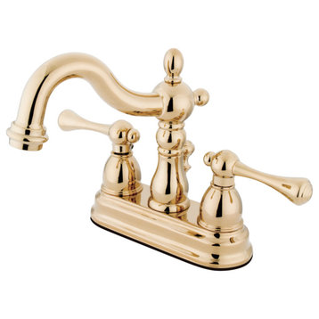 Kingston Brass 4" Centerset Bathroom Faucet w/Retail Pop-Up, Polished Brass
