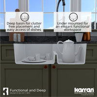Karran 32" Undermount Large/Small Bowl Quartz Kitchen Sink, White