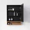 Bergen Modern Medicine Cabinet, Matte Black Frame, Pecan Oak Shelf, 24"