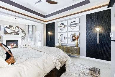 Example of a transitional bedroom design in Houston