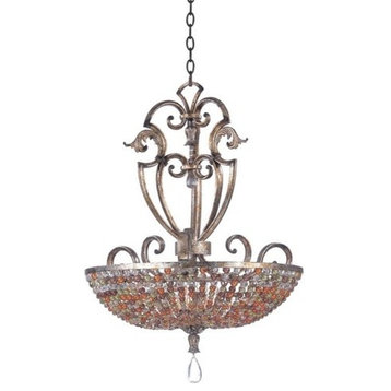 Chesapeake 6-Light 24 5" Pendant With Beaded Bowl Shade, Antique Silver Leaf