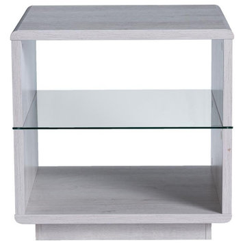 Furniture of America Celma Wood 2-Shelf End Table in White Oak