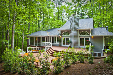Photo of a large traditional backyard deck in Raleigh with no cover.