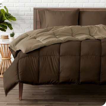 Bare Home Reversible Down Alternative Comforter, Cocoa / Taupe, Full/Queen