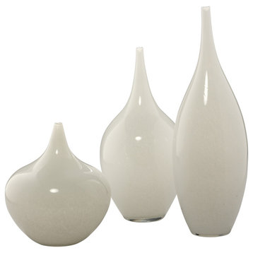Nymph Vases, White Glass, set of 3