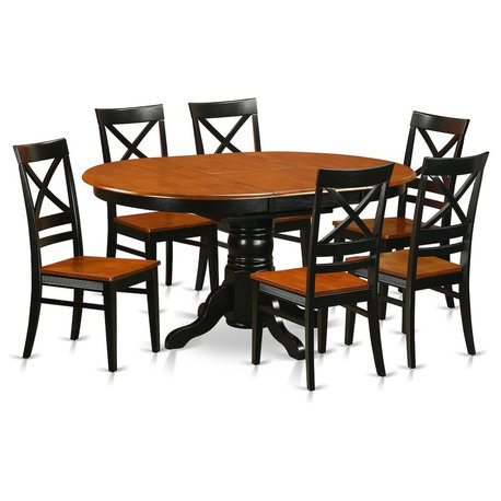 Dining Set, 7-Piece With 6 Wooden Chairs