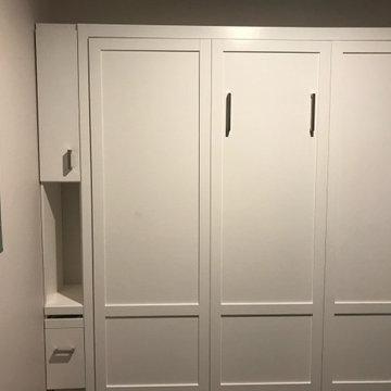 Custom Built Vertical Queen Murphy Bed with Side Storage Cabinets