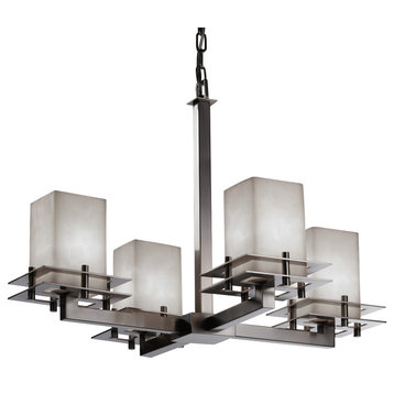 Clouds Metropolis Chandelier, Square With Flat Rim, Brushed Nickel