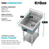 KRAUS Kore 19" Workstation 18G Stainless Steel Commercial Utility Laundry Sink