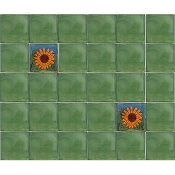 2x2 36 pcs Green Talavera Mexican Tile