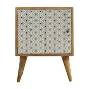 Geometric Screen-Printed Door Bedside Table