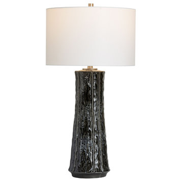 McIntyre 33" Table Lamp With Linen Drum Shade, Black