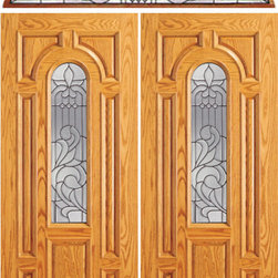 Pre-hung Mahogany Center Arch Lite Entry Double Door Transom - Front Doors