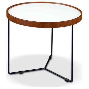 Rosetta Side Table Black Paint Metal Frame and Walnut Top