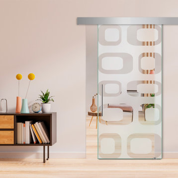 Sliding Glass Door With Design ALU100, 26"x84", T-Handle Bars