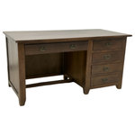 Crafters and Weavers - Mission Quarter Sawn Oak 5 Drawer Library Desk - Walnut - Our Mission / Arts & Crafts style furniture is made with attention to detail and expertise like that of 100 year old Stickley.