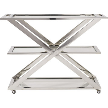 Modern Draper Bar Cart - Stainless Steel