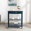 Holland Kitchen Cart With Stainless Steel Top, Navy Blue