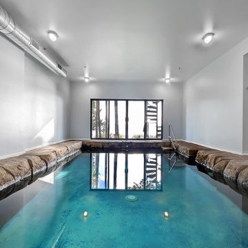 (Custom Home) Indoor Pool with Puget Sound Views