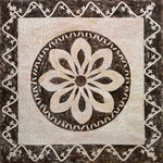 Mozaico - Accent Floral Floor Mosaic - Banu, 35"x35" - The Banu floral floor mosaic makes an elegant centerpiece to a marble stone entryway floor. This hand-cut taupe and beige design comes in 4 standard sizes or you can have it custom made to suit any decorative tile project.Brighten up your walls or outdoor courtyard with one our mosaic patterns!