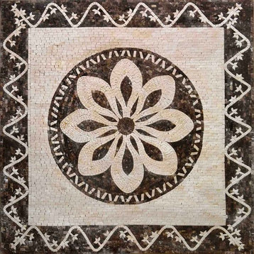 Accent Floral Floor Mosaic - Banu, 35"x35"