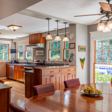 New Opening to Kitchen with Cherry Wood Bar Counter
