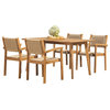 Vifah Chesapeake 5-Piece Solid Wood Patio Dining Set in Golden Oak